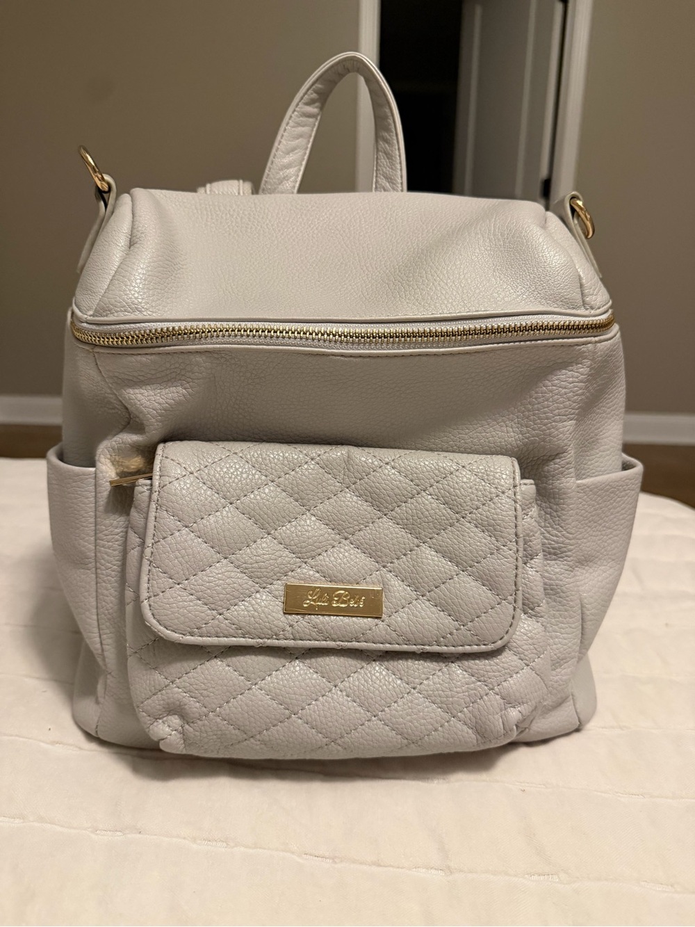 Luli Bebe Quilted Front Pocket Cream Women’s Backpack